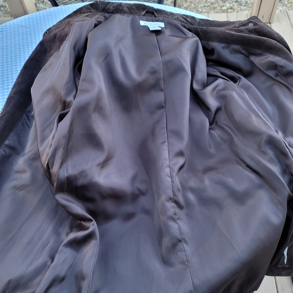 Liz Claiborne jacket suede brown M snap closure lined drawstring waist bohemian - Picture 8 of 15